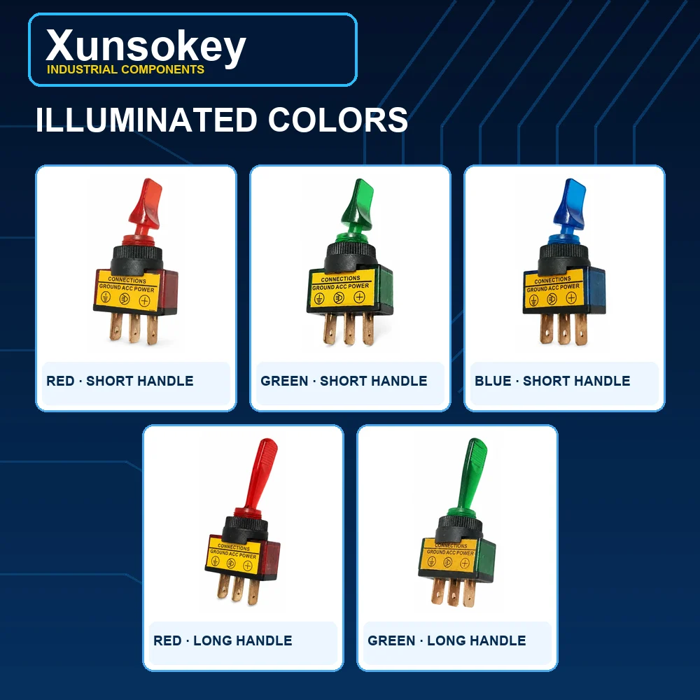Automotive Toggle Switch 3 Pin ON-OFF With Lamp 12V 20A Led Light ASW-14D ASW-13D ASW-13D-101/103