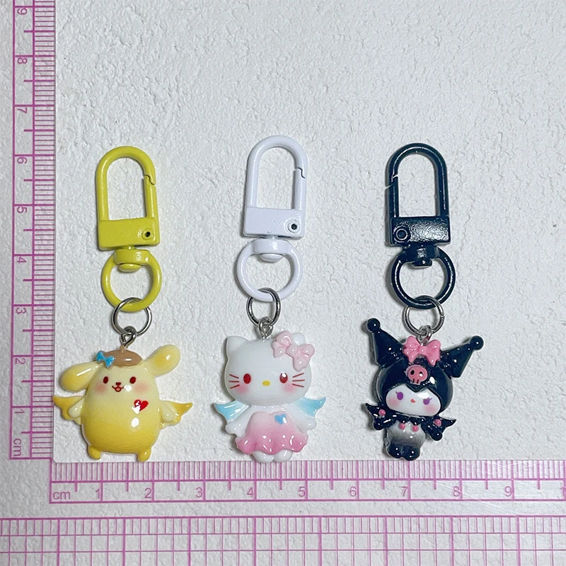 Sweet Sanrio Key Chain Hello Kitty Kuromi Melody Phone Pendant Headphone Case Charm Bag Decor Car Key Ring