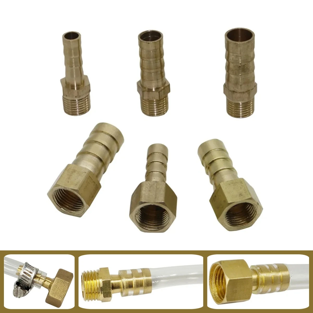 Brass Pagoda Straight Connector 6mm/8mm/10mm Barb Tail 1/8