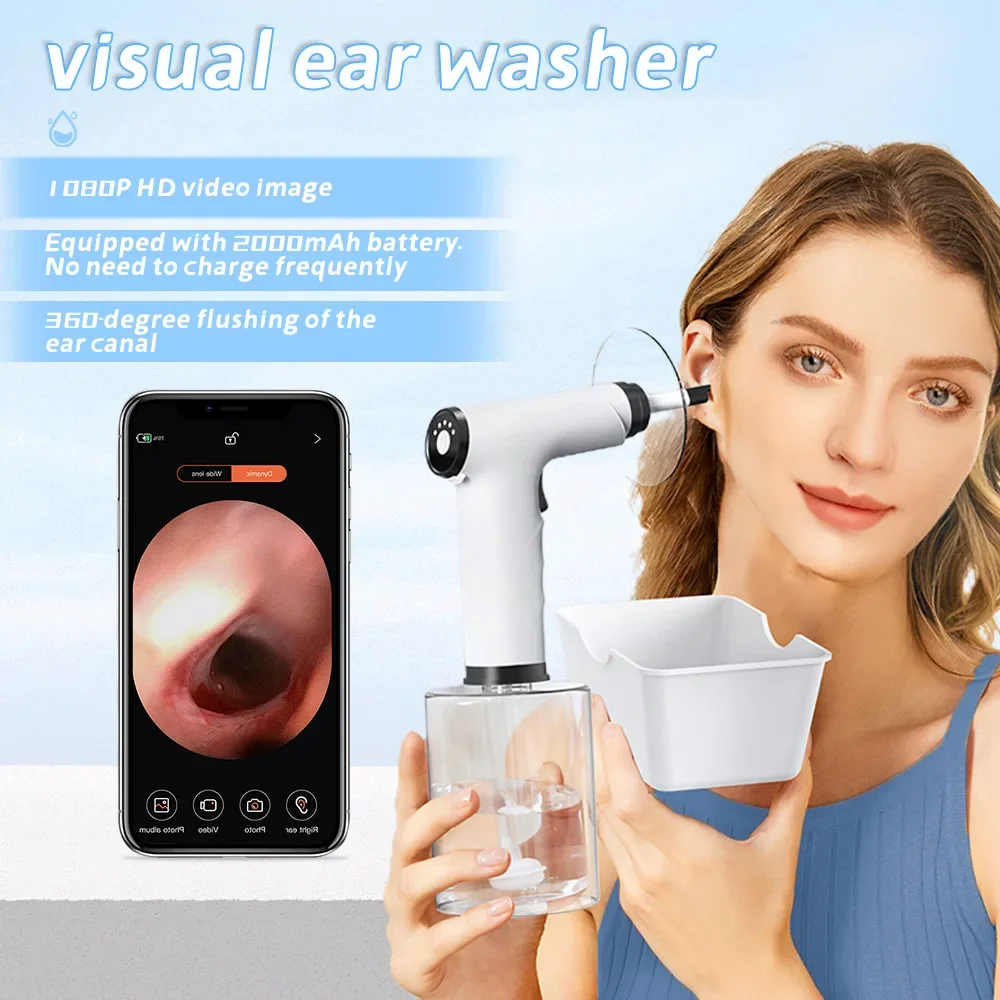 Electric Visual Ear Washer Earwax Remover Household Portable Cleaning Earwax Soft Ear Tips Cleaner Safe Ear Irrigator