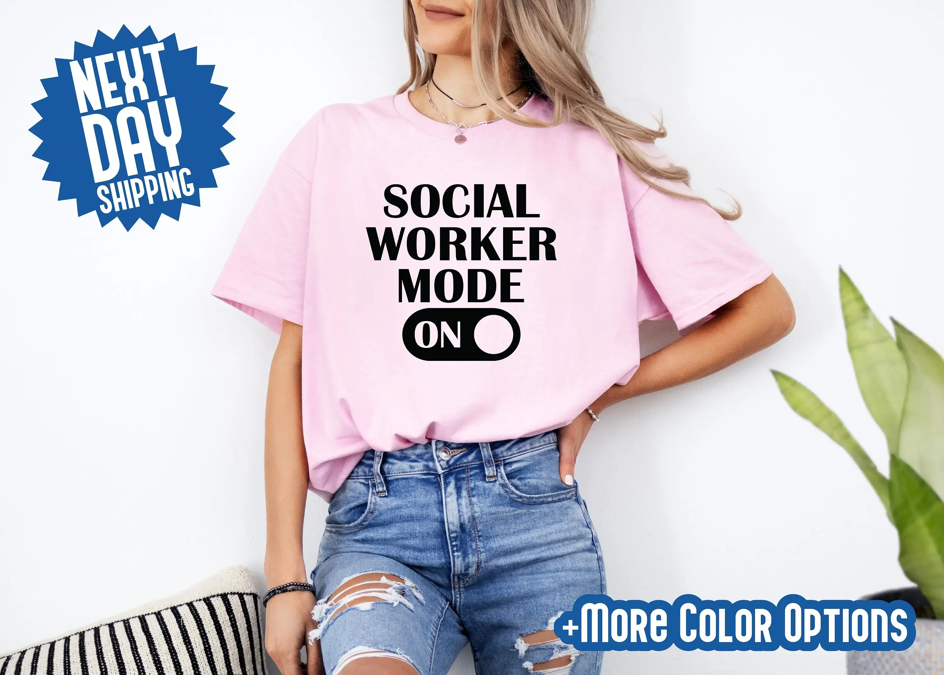 T-shirt « Social Worker Mode On » pour l'école, style rétro et motivant