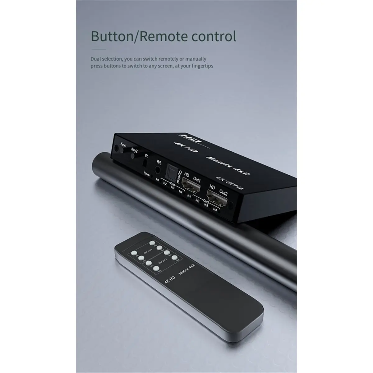 4K 60Hz Switch -Compatible True Matrix 4x2 4 in 2 Out Matrix Splitter Converter with EDID Optical EU Plug