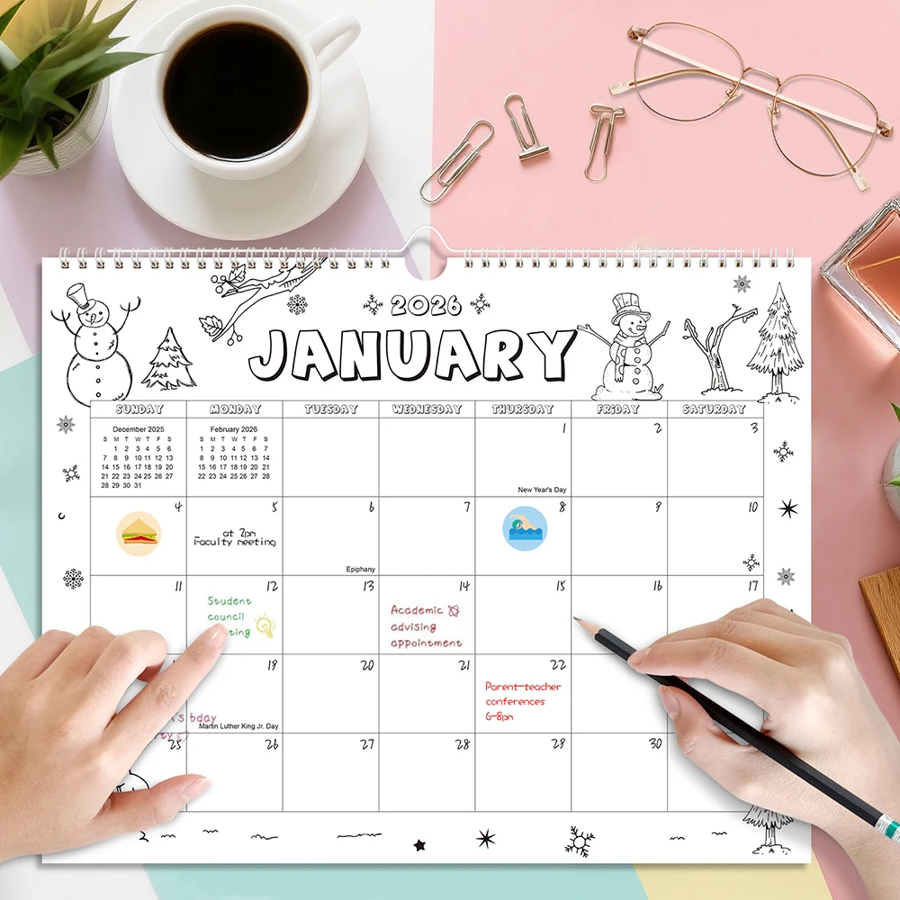 

1pc 18-month English Calendar Minimalist Desk Wall Calendar Creative Countdown Perpetual Calendar for Office Home