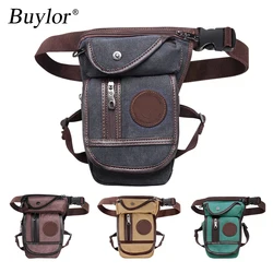 Buylor torba opadająca na nogę Vintage udo Pack Fanny wojskowy cykl motocyklowy Messenger płótno/Nylon cykl torba na ramię jazda saszetka biodrowa