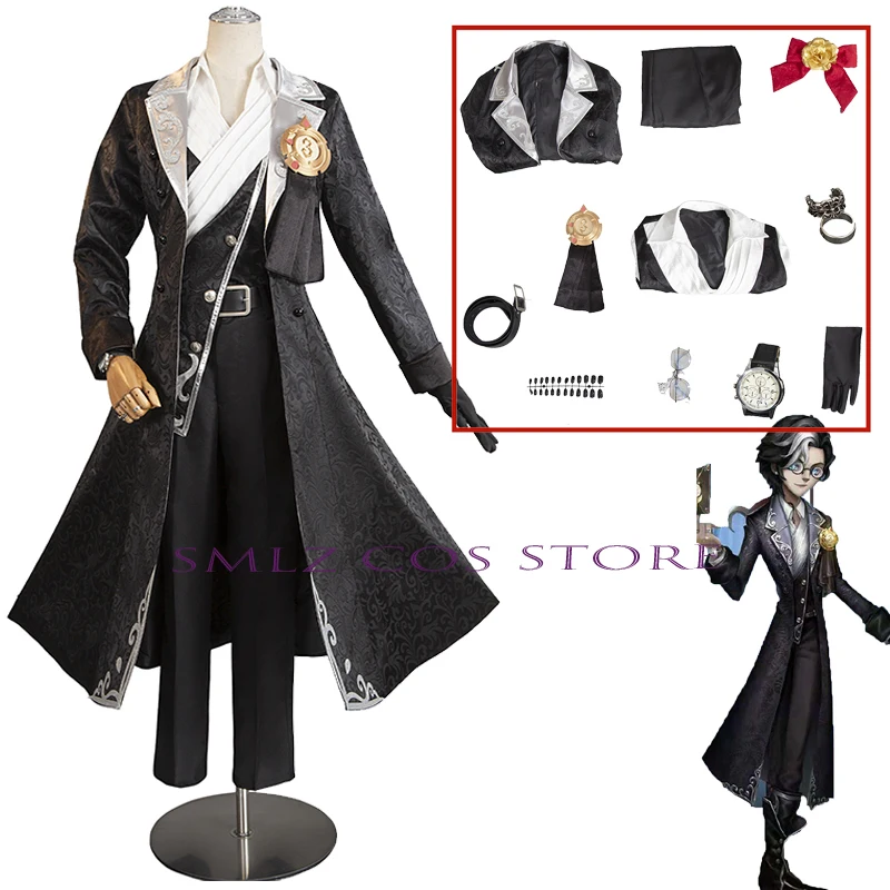 D M Photographer Cosplay Game Identity V Costume Joseph Desaulniers Costume D.M Uniforms trench Suit Wig Party Outfit for Man