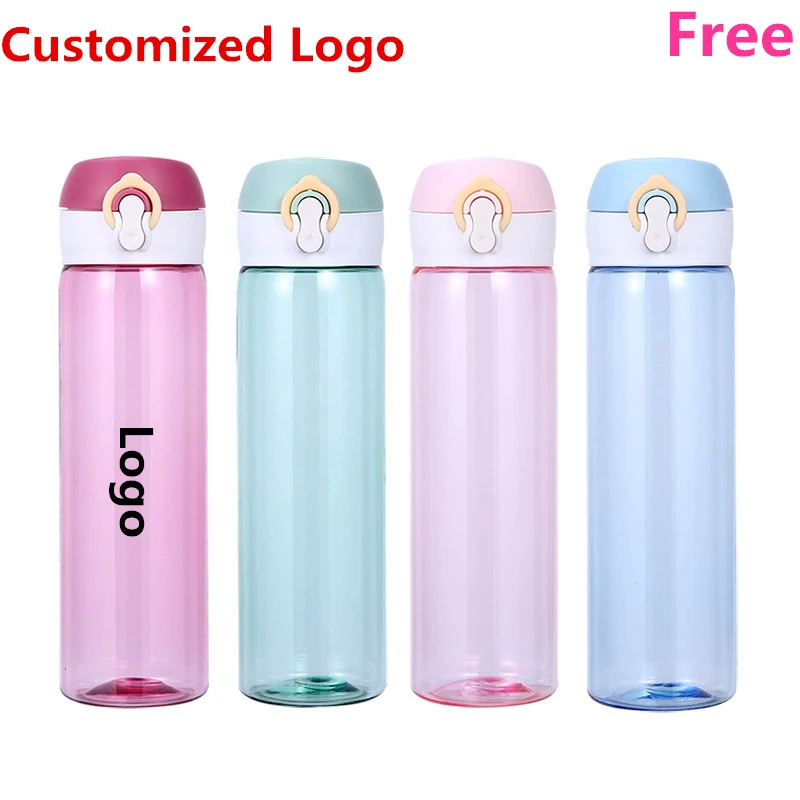 520ml DIY Sports Water Bottles Personalized Outdoor Safety PC Plastic Drinking Cup Girls Use Birth Gift Free Customize Logo Hot