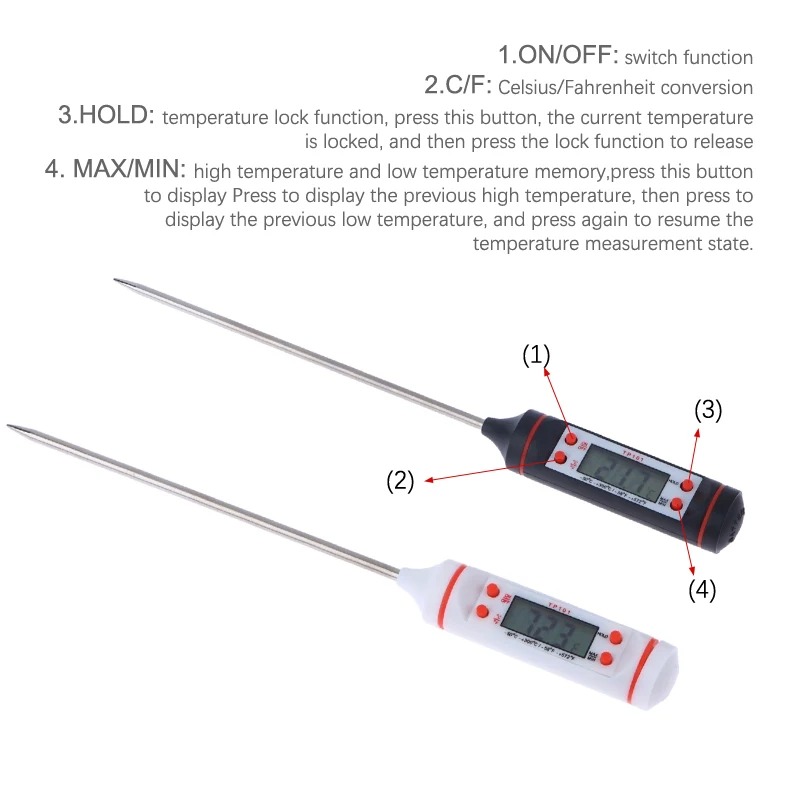 Food Baking Digital Kitchen Probe Thermometer Instant Read Cooking Meat BBQ Sensor Thermometers Probe Tool Heat Tester