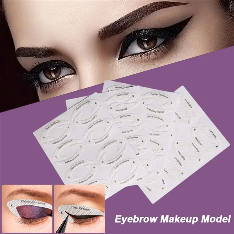 4 Vellen Oogmake-Up Stencils Eyeliner Sjabloon Vormgeven Tools Wenkbrauwen Oogschaduw Make-Up Sjabloon Tool Styling Tekening Gids