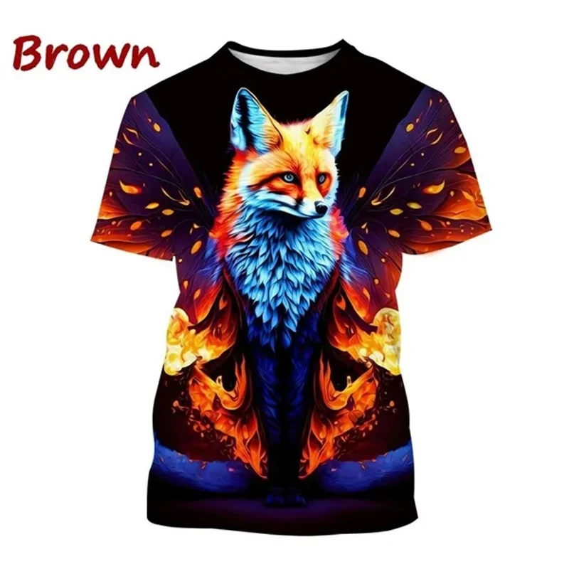 New Fox 3D Printed T-shirt Red Fox Pattern Round Neck Short-sleeved Animal Arctic Fox Men\'s And Women\'s Fashion Casual Tops Tees