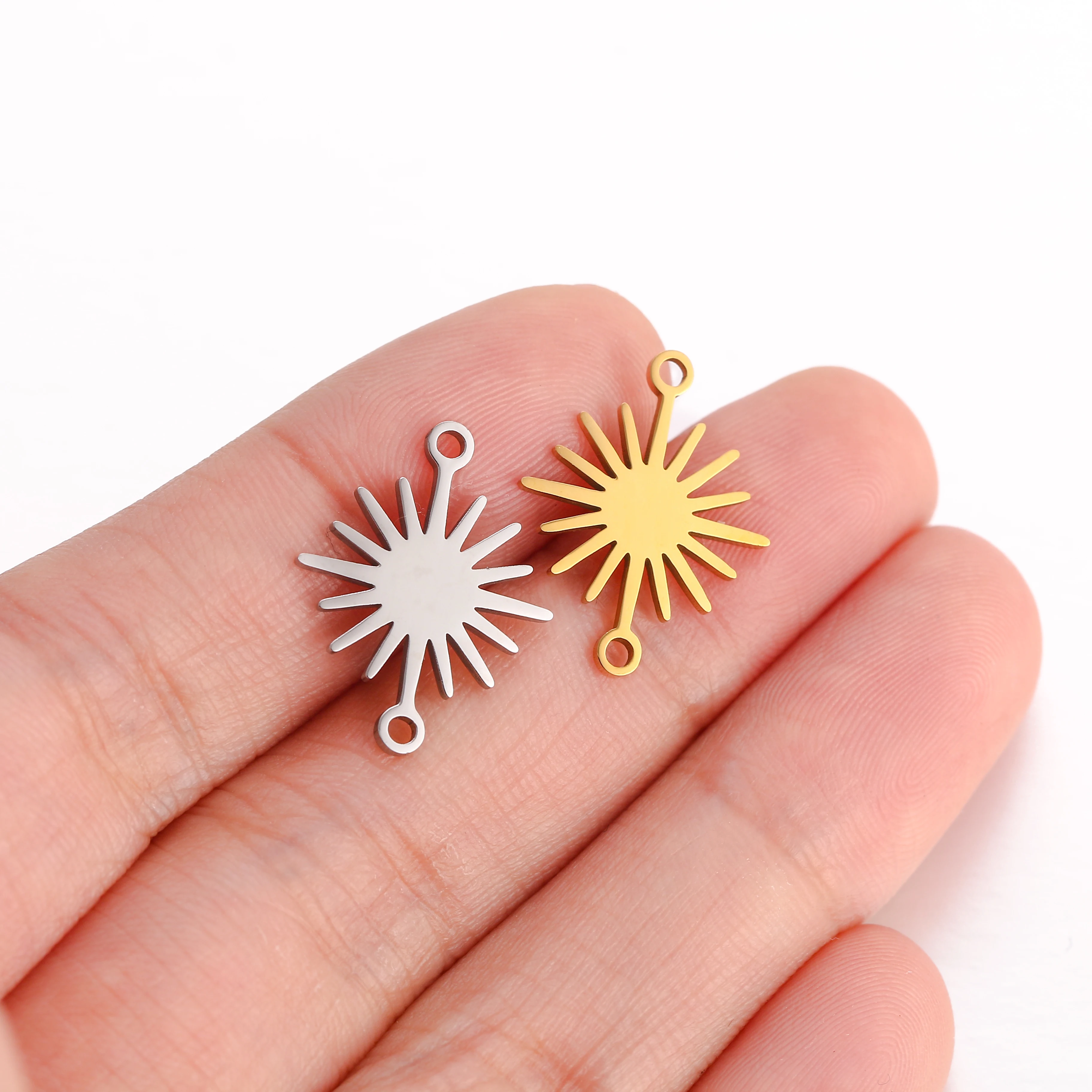 5 Stück Edelstahl Mini Stern/Klee/Handfläche Charm Verbinder Anhänger DIY handgemachte Halskette Ohrringe Schmuckherstellung Zubehör – Detail 10