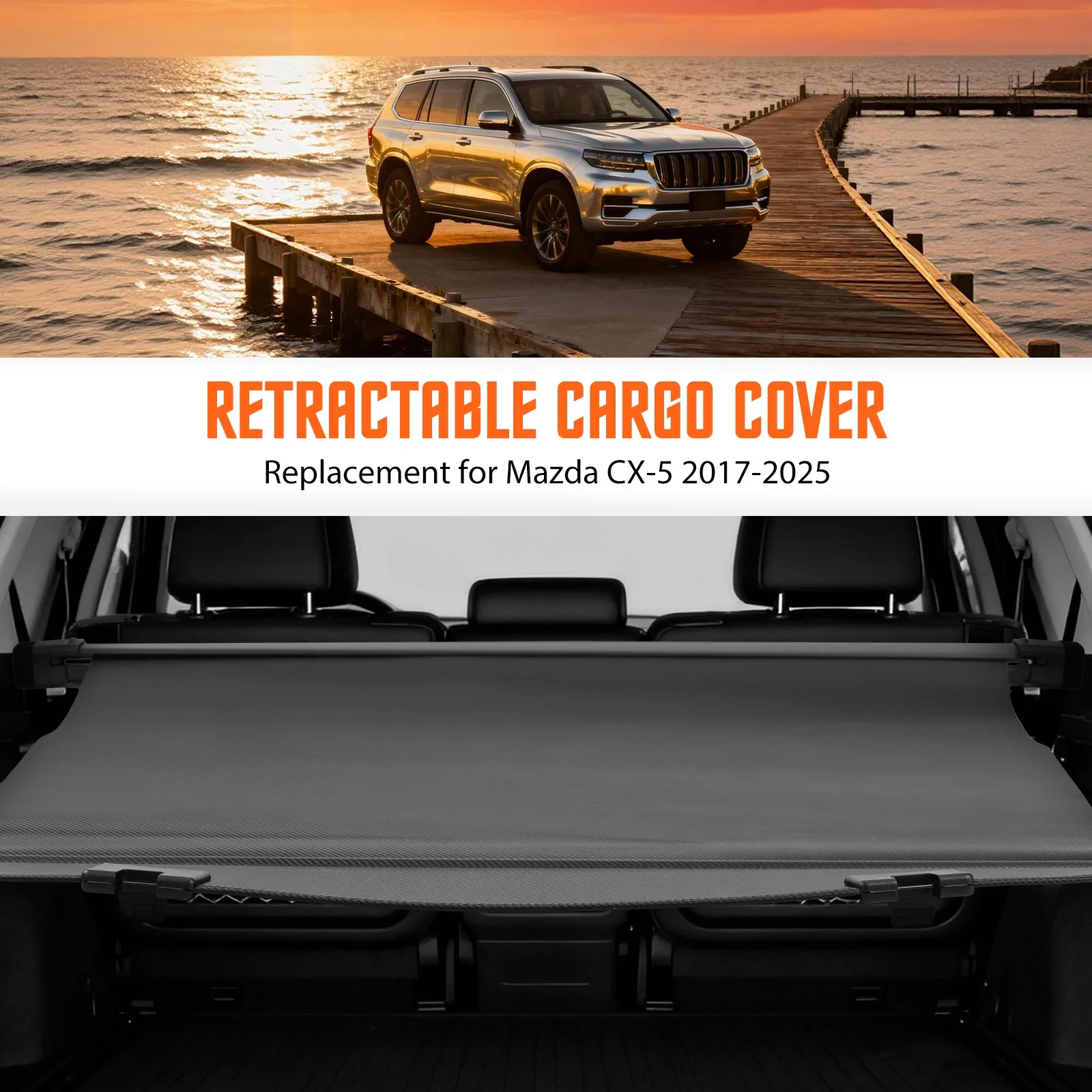 Rear Trunk Cargo Cover for Mazda CX-5 2017-2024 Upgraded Cargo Covers