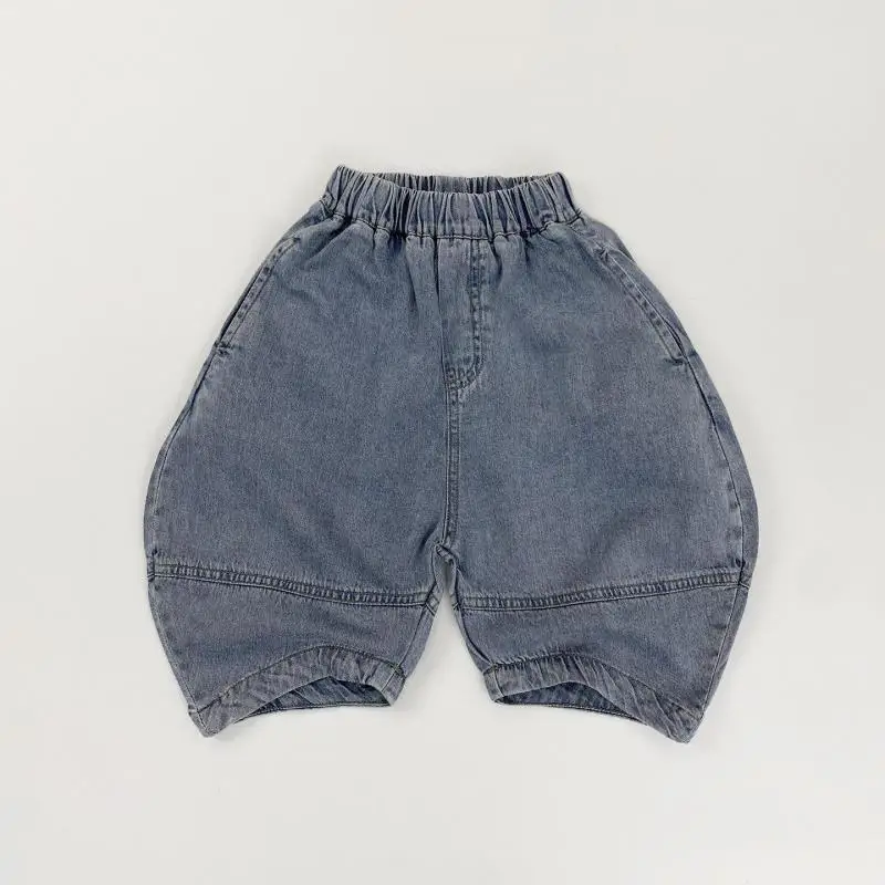 

2026 Summer New Children Loose Jeans Loose Girls Capri Pants Baby Boy Denim Casual Pants Kids Harem Pants Toddler Clothes