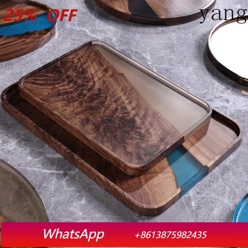 

Walnut resin dry bubble tray round kung fu tea set tray size solid wood tea tray rectangular drainage tea sea