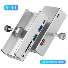HUB USB 3, 0 de 6 puertos con fuente de alimentación, adaptador divisor USB 3,0, multidivisor tipo Clip, transmisión de datos de alta velocidad 5G para ordenador portátil 1.000+