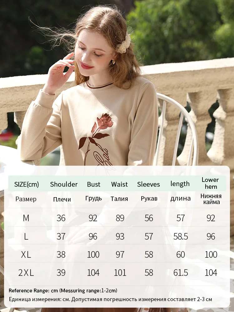 I BELIEVE YOU Khaki Hoodies Women 2024 Embroidery Lazy Wind Loose O-Neck Spring New Pullovers Unique Trendy Tops Lady 2241195503