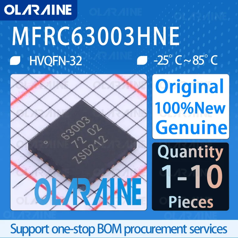 1/5/10Pcs MFRC63003HNE HVQFN-32 Wireless and RF integrated circuits NFC/RFID tags and transponders Operating frequency 27.12MHz