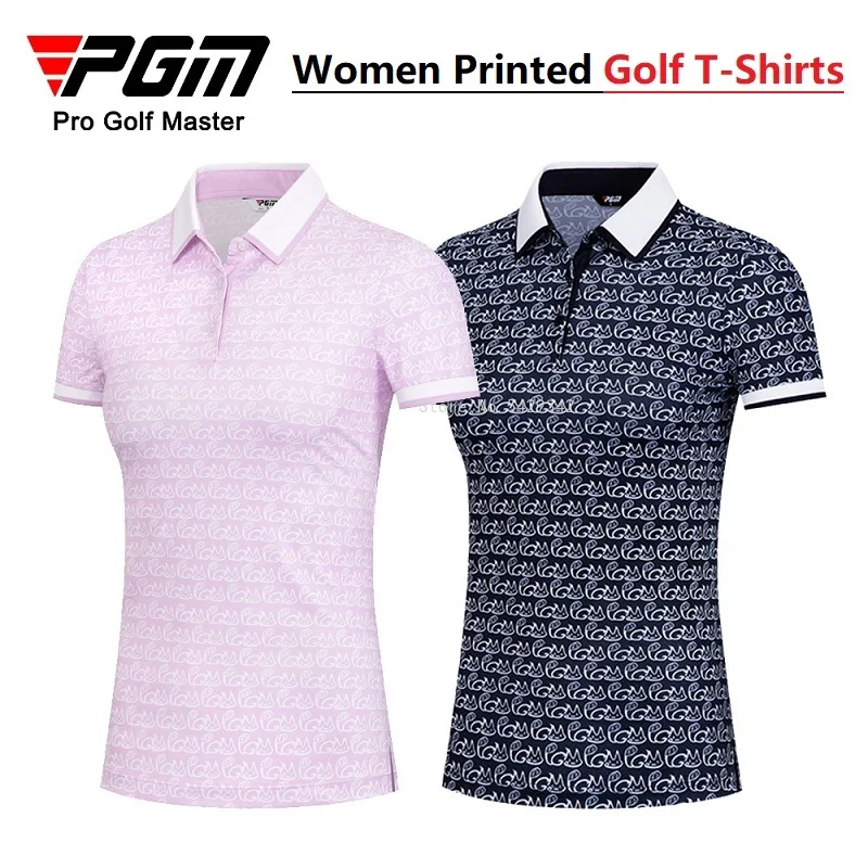 

Pgm New Female Fashion Tops Ladies Printed Golf Polo Shirt Golf Tennis Run Dry Fit T-Shirts Women Short Sleeve Sportswear