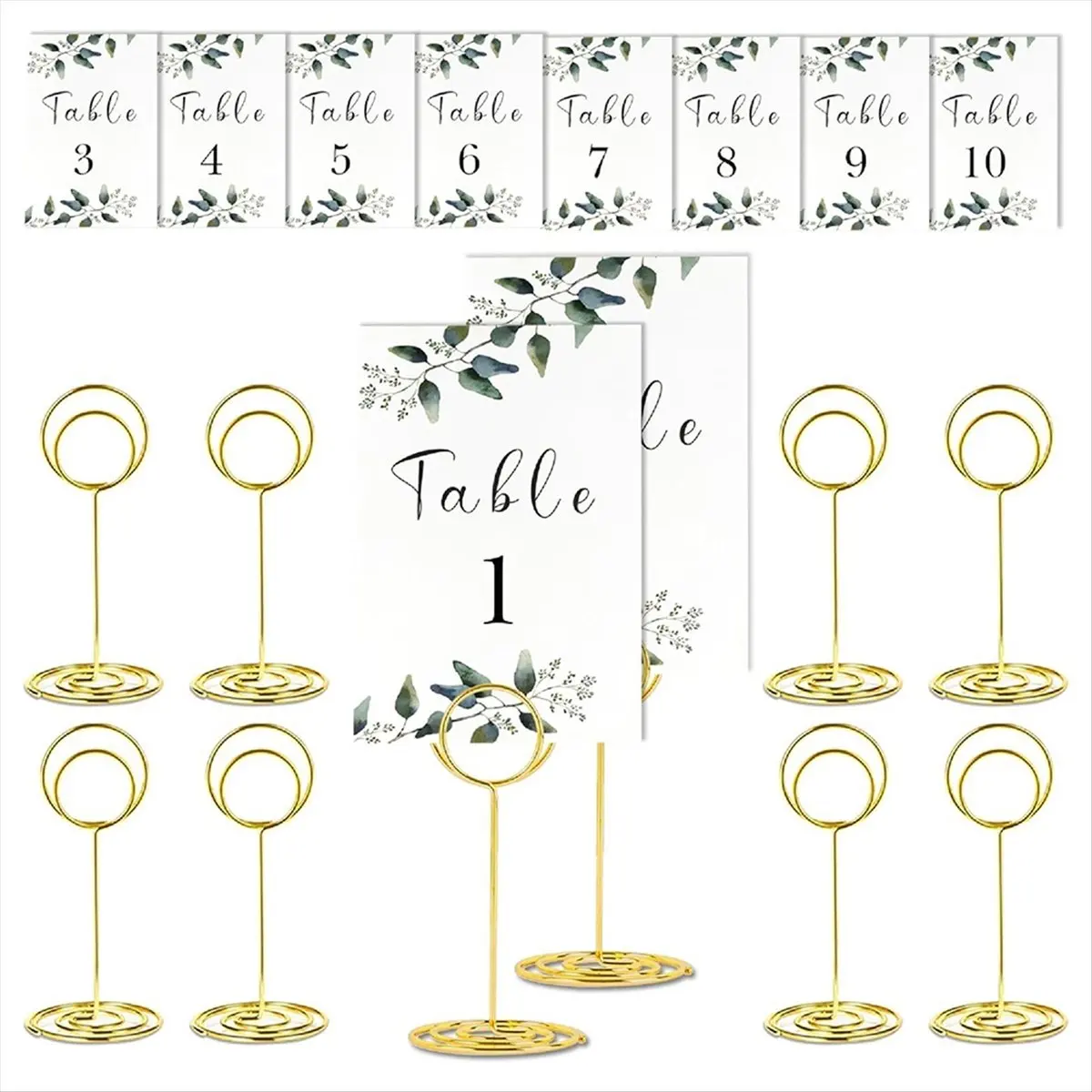 A50U Elegant Gold Table Number Holders - 10-Pack Place Card & Paper Stands for Weddings, Events & Parties