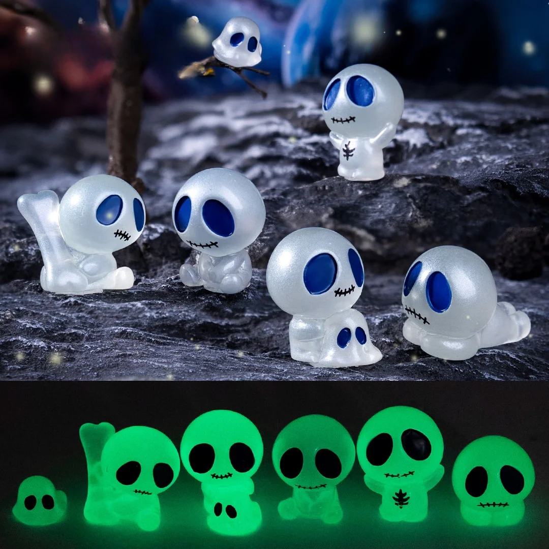 6 uds luminoso alienígena elfo fantasma brillante luz verde decoración Micro paisaje jardín muñeca en miniatura accesorios decoración de Halloween