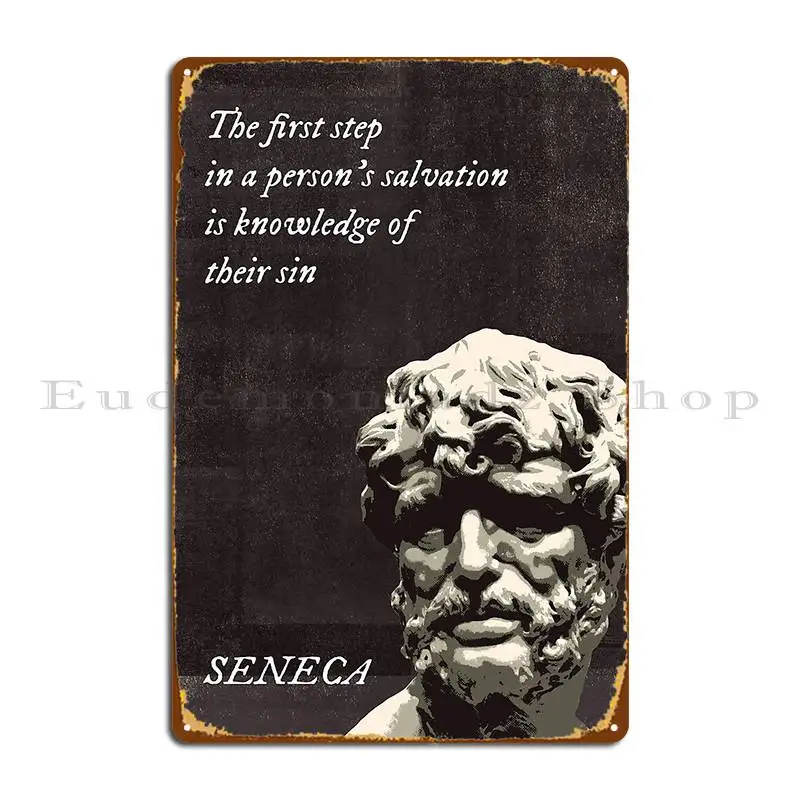 Plaque en métal Seneca, le premier pas dans une hypothèque, le salut est la connaissance, affiche personnalisée, panneau Rick 18