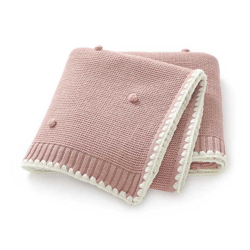 Infant Baby Blanket Knitted Super Soft Toddler Swaddlle Stroller Wrap Fashion Solid Plaid Boy Girl Newborn Bedding Quilt 90*70CM