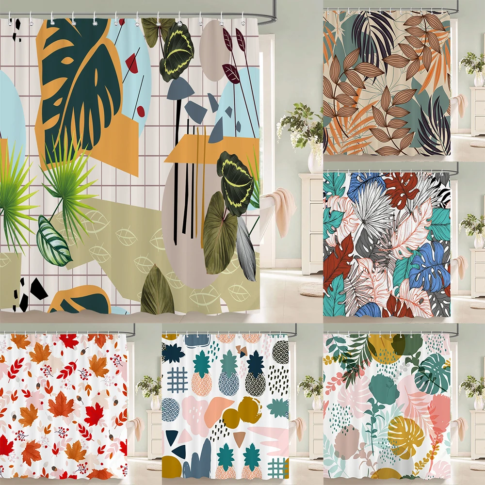 

Palm Trees Leaves Shower Curtain Bathroom Waterproof Polyester Shower Curtain Printing Curtains for Bathroom Shower with Hooks