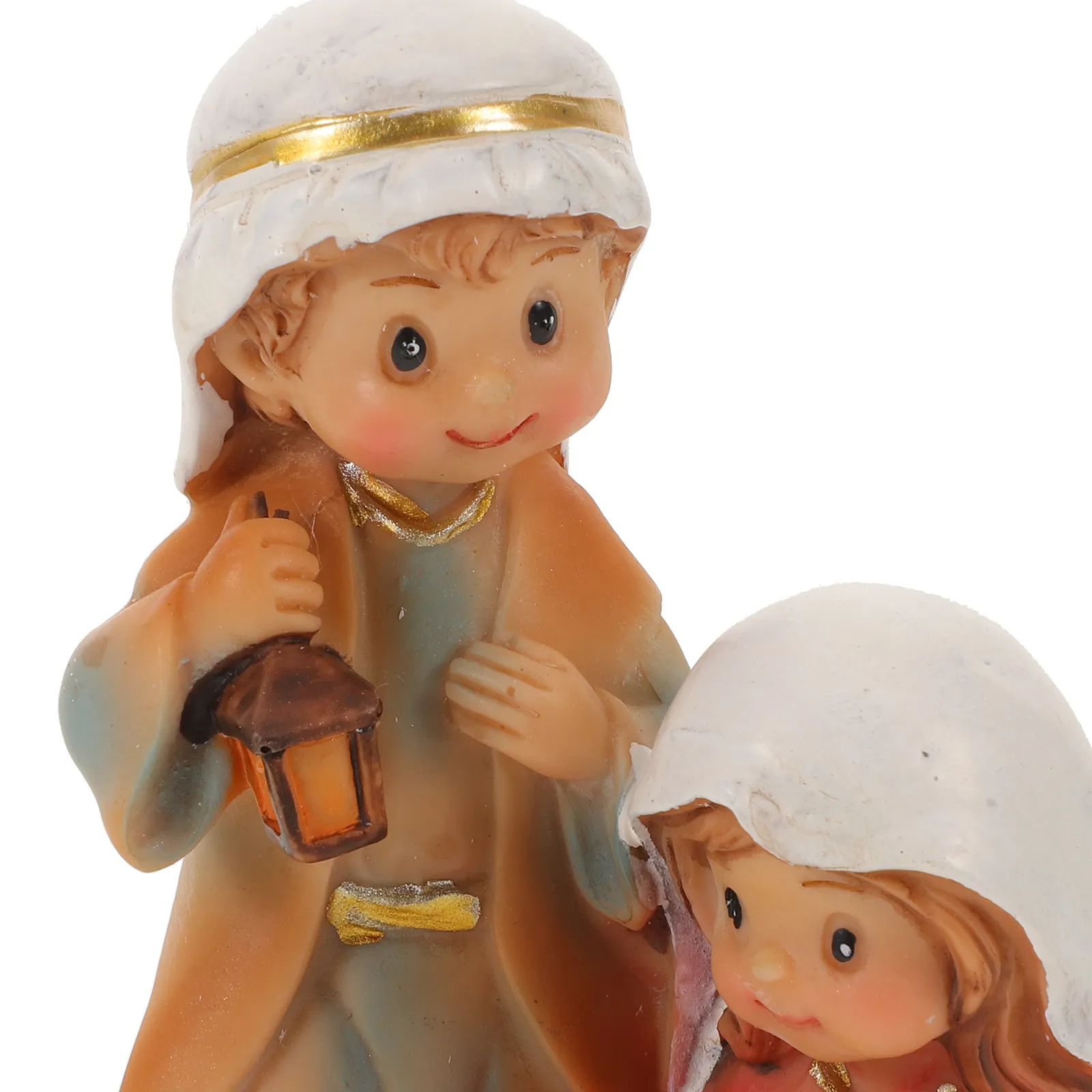 Resin Christmas Religious Statue Cartoon Jesus Renaissance Sculpture Tabletop Christian Holiday Decor Biblical Family