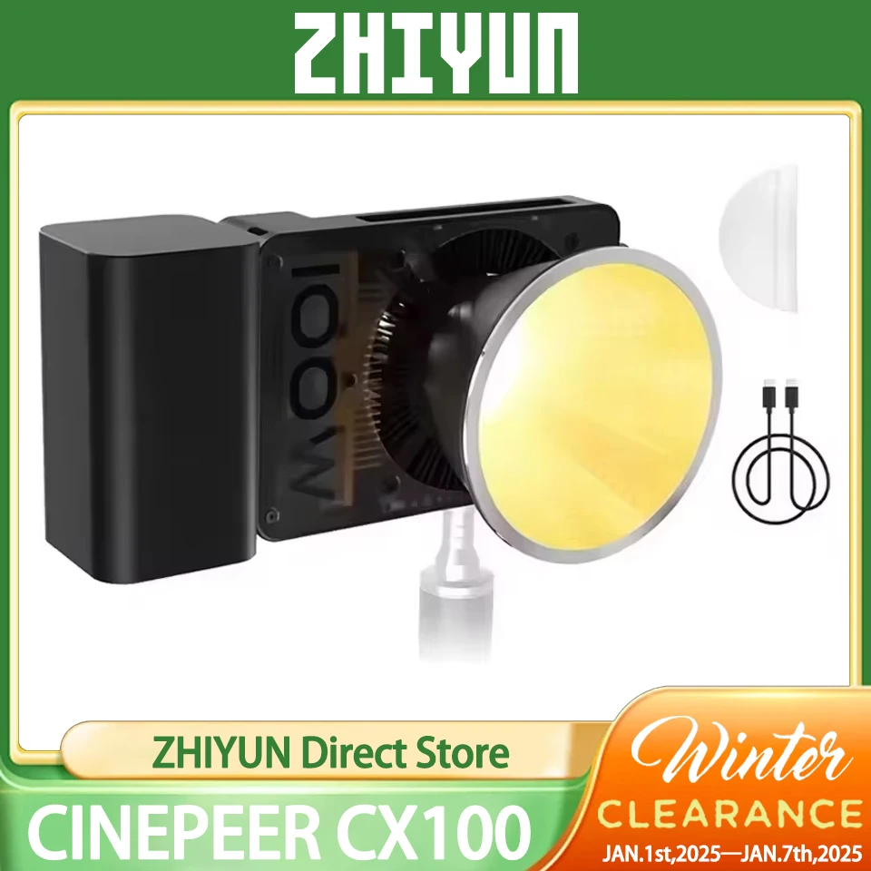 ZHIYUN CINEPEER CX100 100W Handheld Led COB Light Pocket Video Light Bi Color Photo Fill Light Photography Lighting