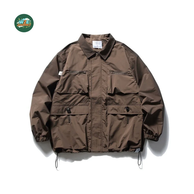 

W2EJOURNEY Top Quality EU US Size Men Polyester Bomber Jacket Lightweight Casual Spring Fall Windbreaker Zip Up Coat with Pocket