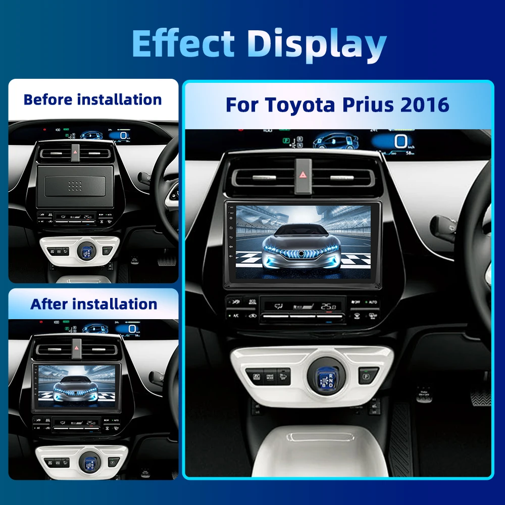 Podofo 8+128G Android Car Radio For Toyota Prius Export 2016 Multimedia Player GPS Navigation Carplay Android Auto WIFI 4G Audio