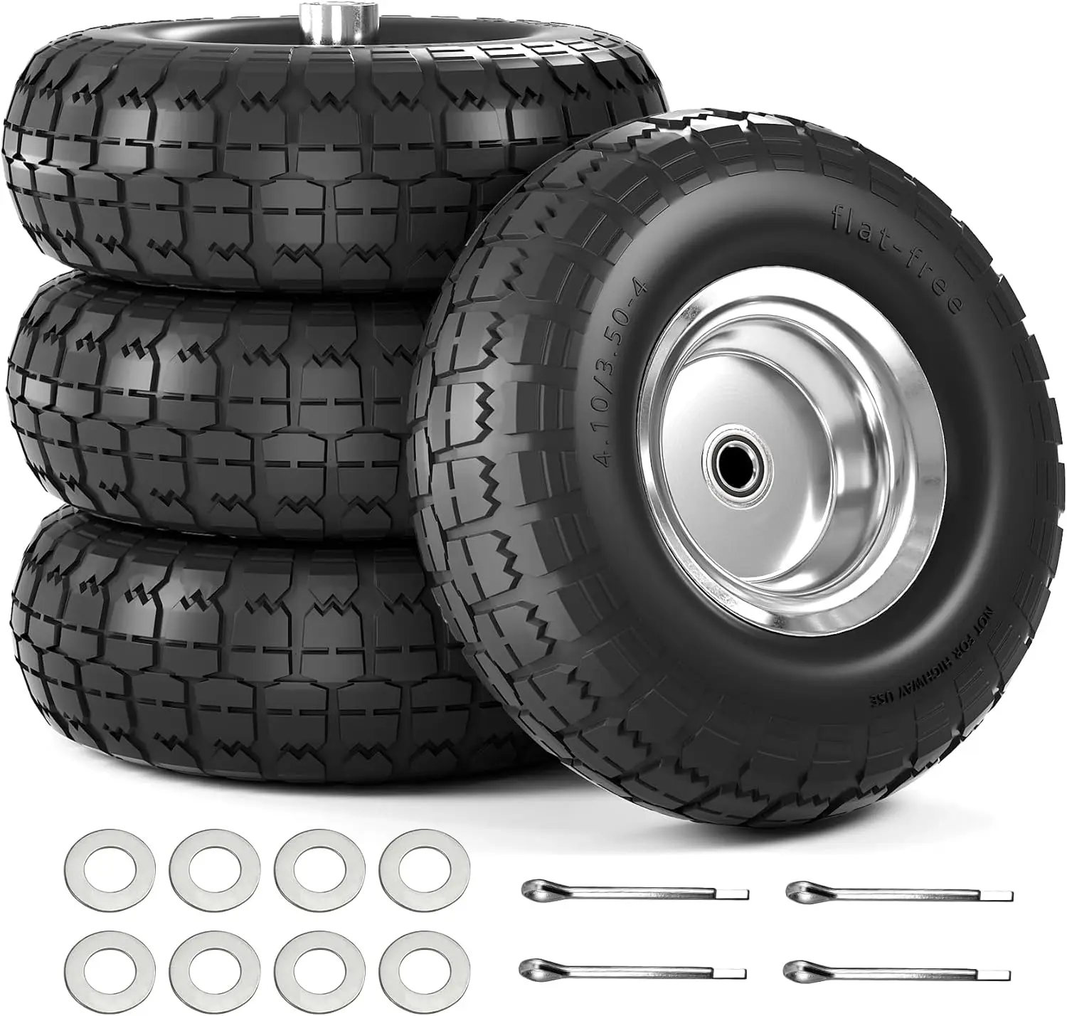 【Upgraded】4.10/3.50-4 Tire And Wheel Flat Free, 10