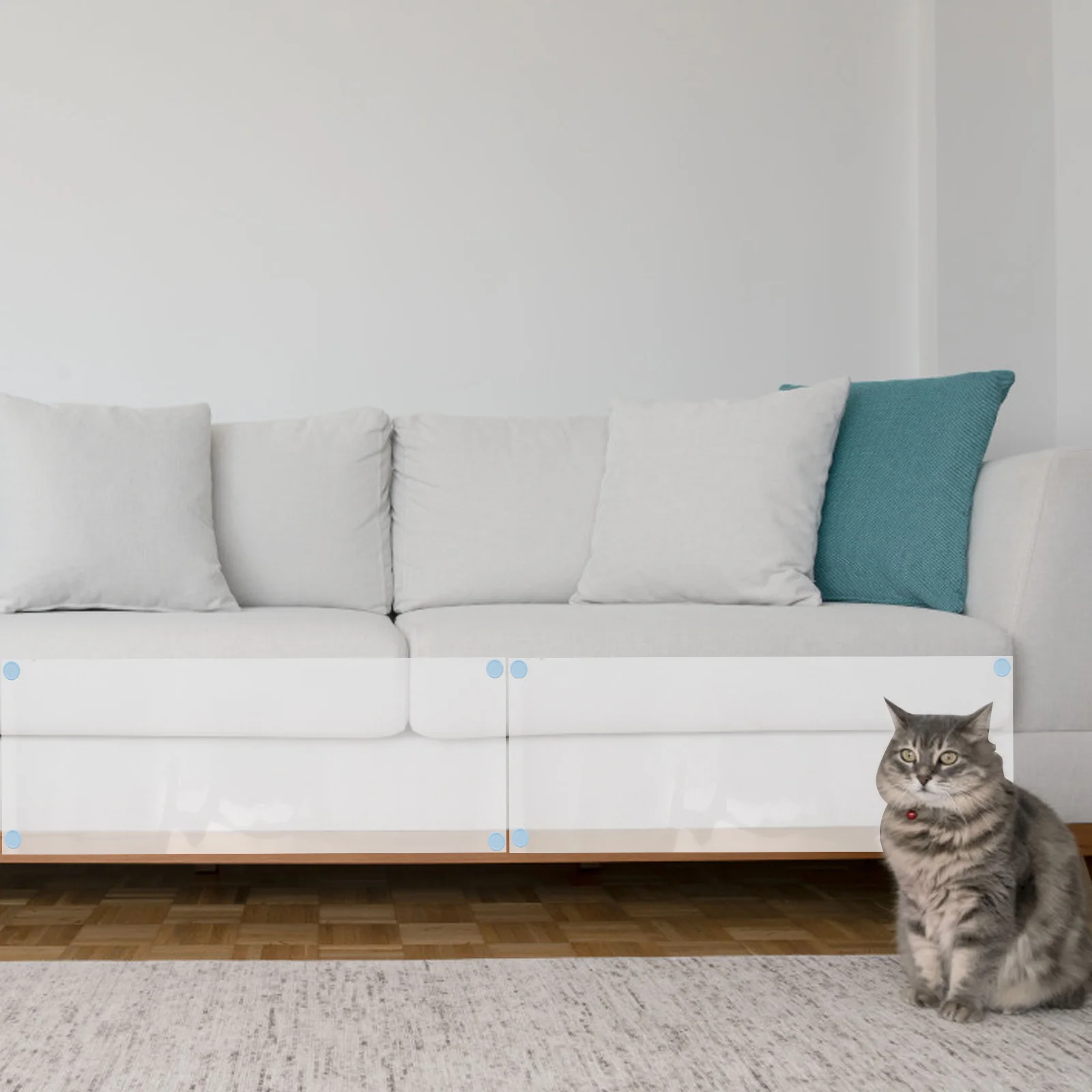 

4pcs Cat-proof Sofa Stickers PVC Self-adhesive Scratch Protector Couch Tapes Furniture Anti-scratch Durable