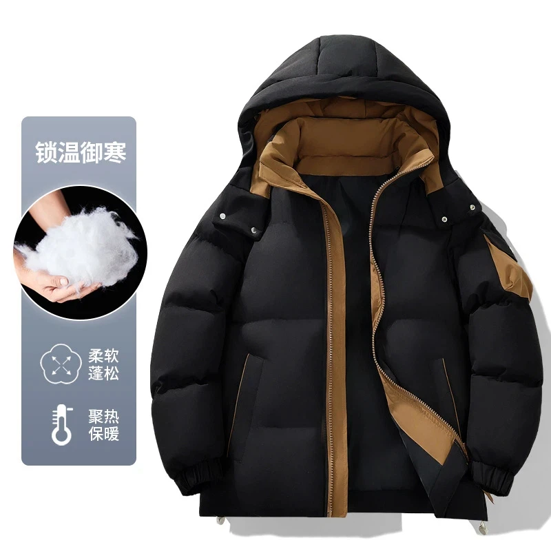 

Men's Thickened Cotton Jacket Autumn Winter Coat Fleece Lined Mid-Length Cotton Coat Warm Casual Outerwear New Style Dad Coat