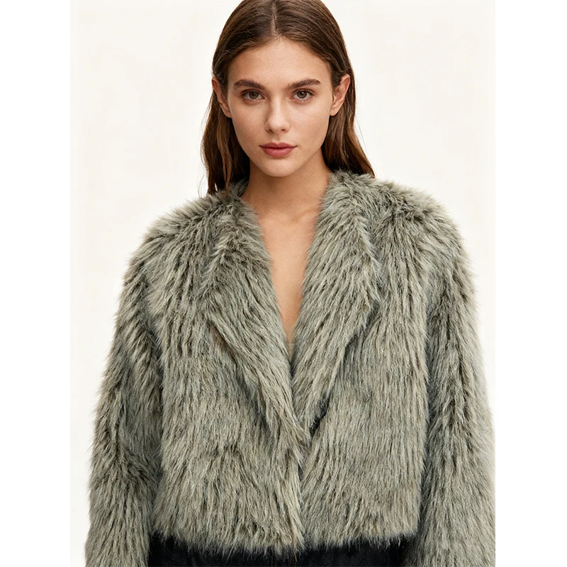 

Autumn Winter Women's Fur Coat New Turn-Down Collar Long Sleeves Open Stitch Fashionable Plush Thickened Warm Fur Jackets