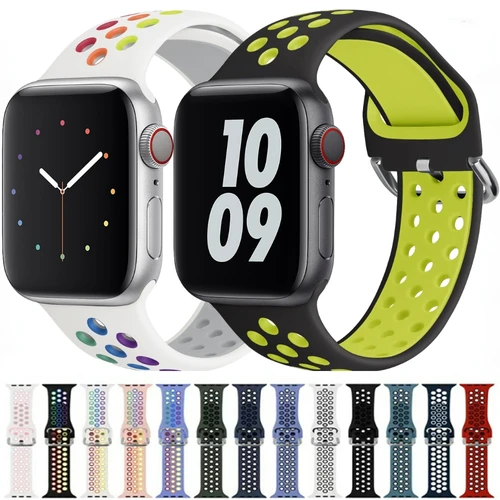 Correa de silicona para Apple Watch Band 45mm 41mm 49mm 44mm 40mm 46mm 42mm 38mm pulsera deportiva iWatch Series 10 Ultra 9 8 7 6 5 SE 3