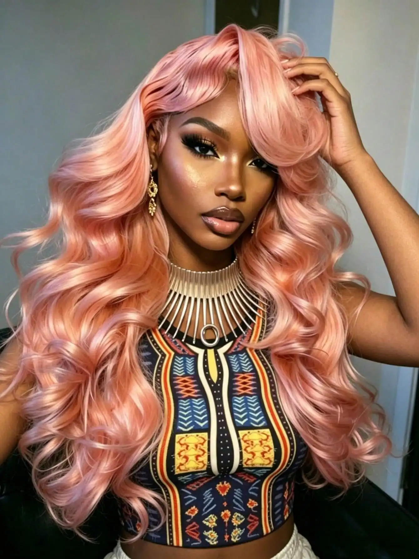 

Pink Body Wave Lace Front Wigs Human Hair 200% Density Glueless Human Hair Wig Loose Wave Lace Front Wigs Human Hair 13x4 HD Transparent Pink Water Waev Lace Frontal Wigs Human Hair Pre Plucked Human Hair Wigs for Women