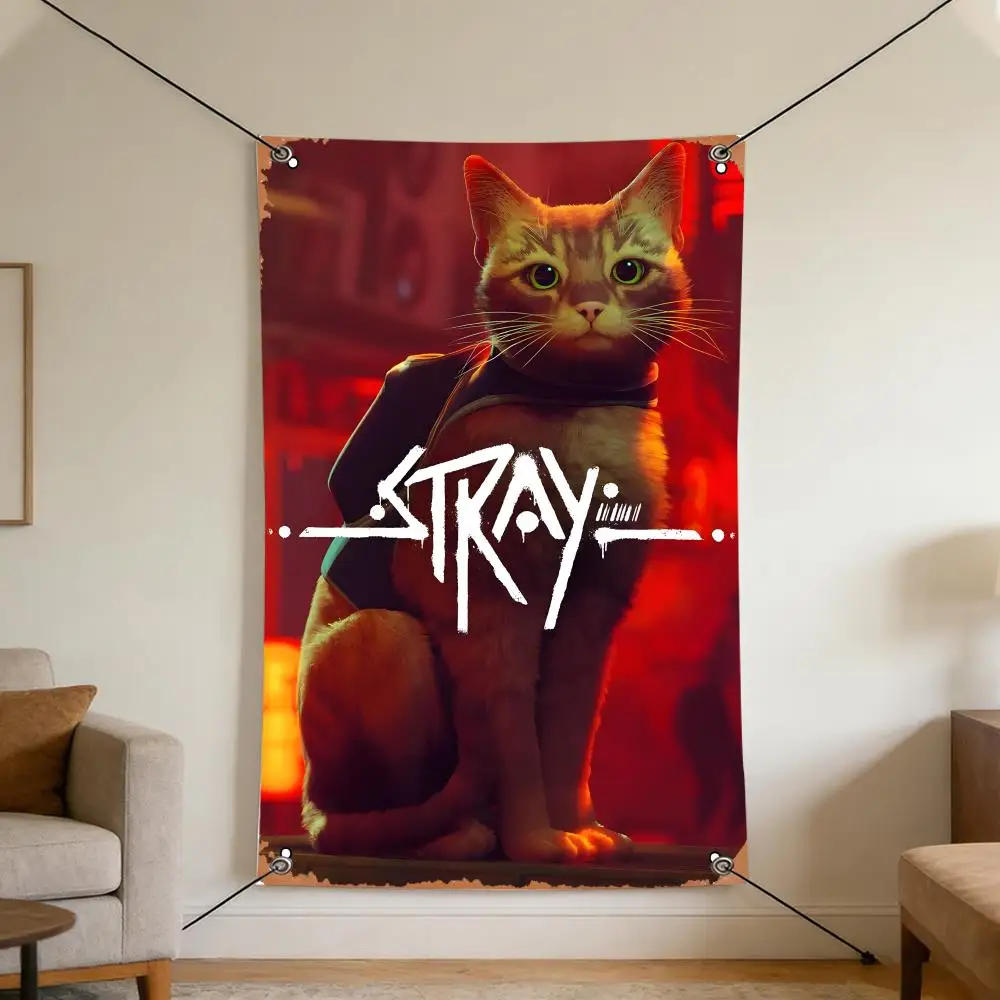Game S-Stray Flags Cozy Home Flag 4 Grommets Anti-Wrinkle Waterproo  Indoor
