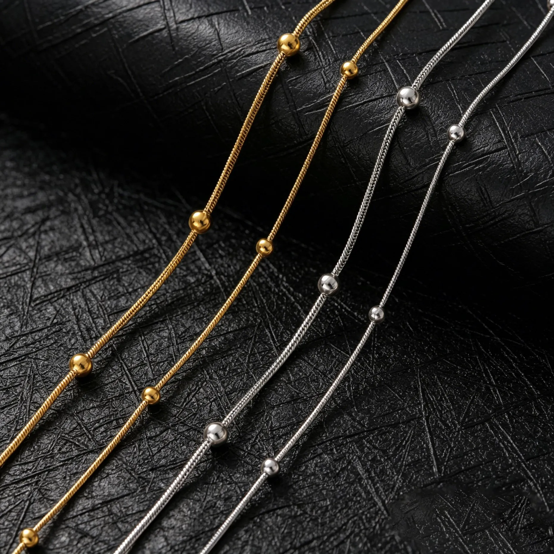 2 Meter Edelstahl Schlangenkette mit Kugelperlen für DIY Halsketten Armbänder Schmuckherstellung Zubehör Bastelbedarf – Detail 3