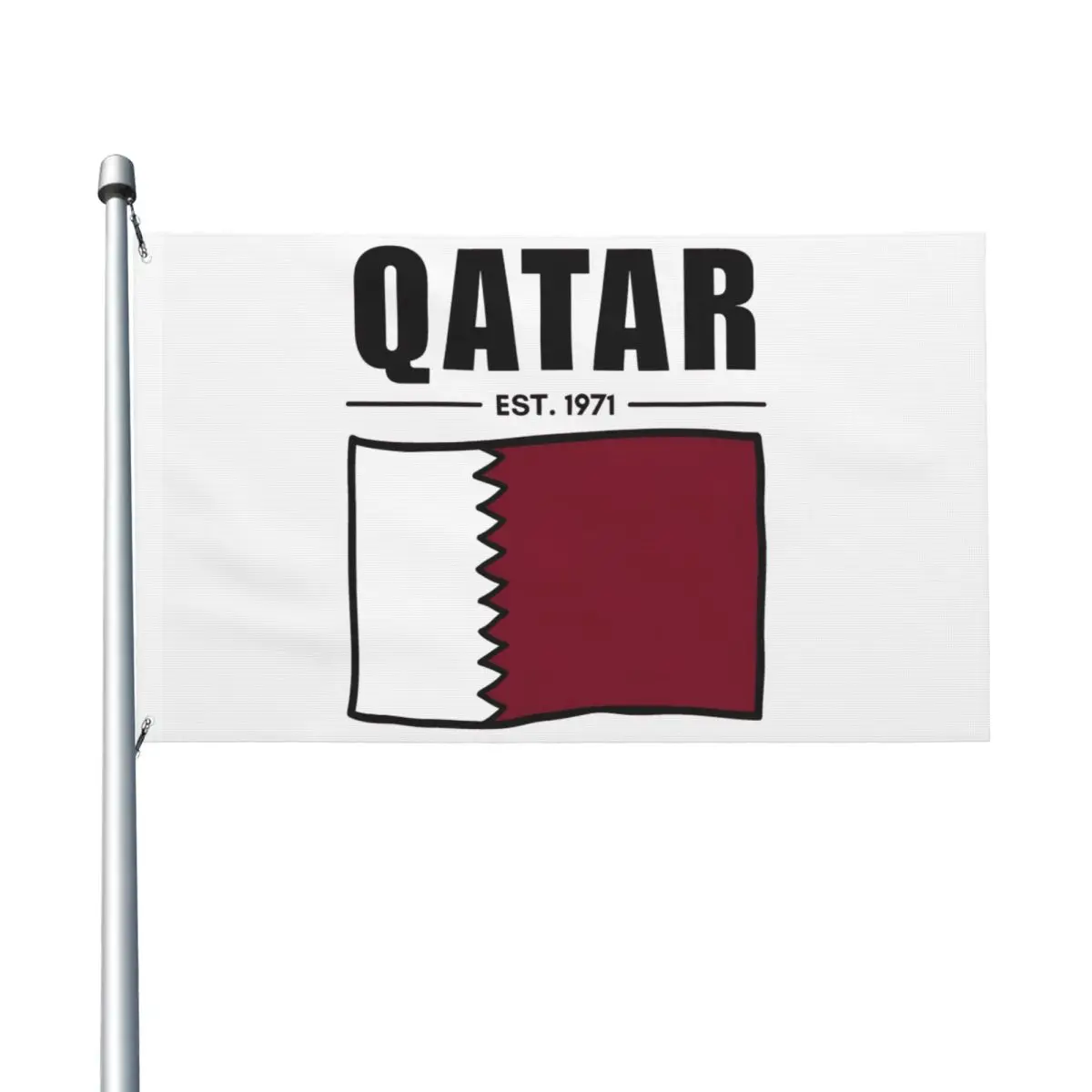 Qatar Est.1971 Hand Drawn National Flag Flag 90X150cm Graphic Flags Banner with 2 Grommets for Hanging For Indoor Outdoor Decor