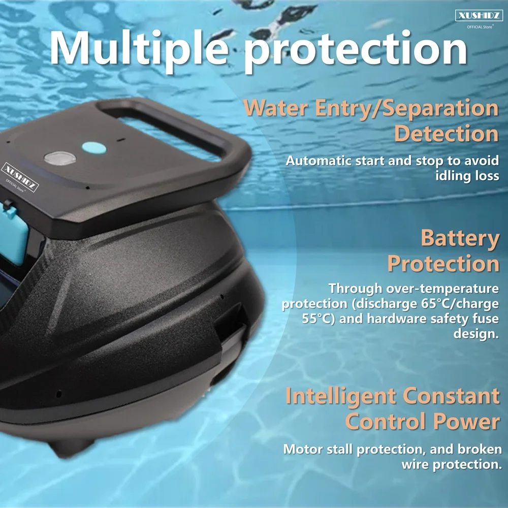 XUSHIDZ SP1 Roboter-Poolsauger Kabelloser Poolreiniger-Roboter mit Starker Saugkraft, Intelligenter Routenplanung und Extra Langer Akkulaufzeit – Detail 7