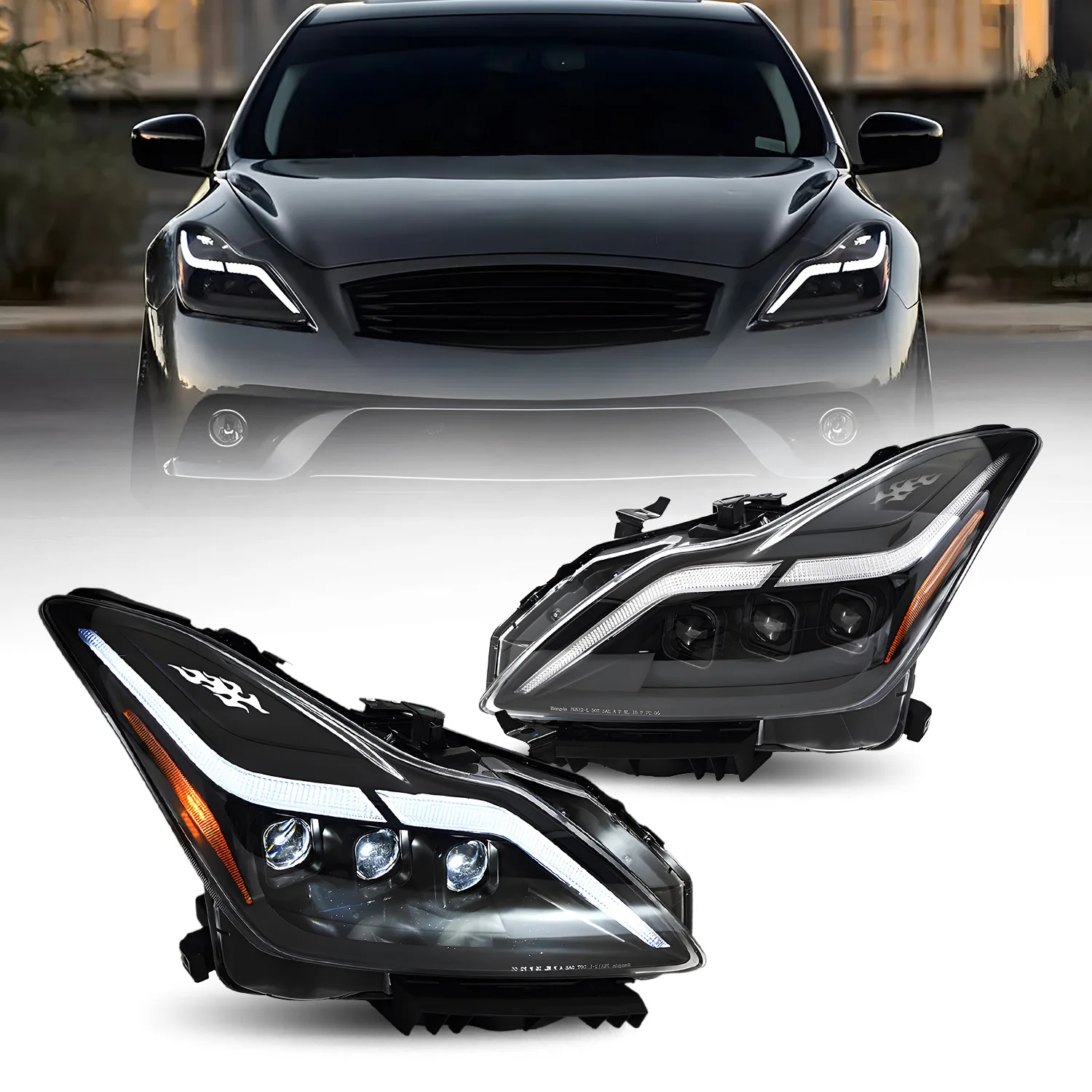 

Для Infiniti G25 G37 G35 Q40 2003-2015 Nissan Skyline V36 фары светодиодные DRL указатели поворота дальнего света линзы проектора «ангельский глаз»