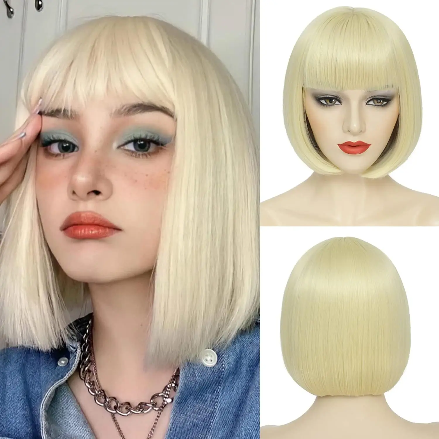 

color BoBo wigs female short straight hair Qi bangs hair wig