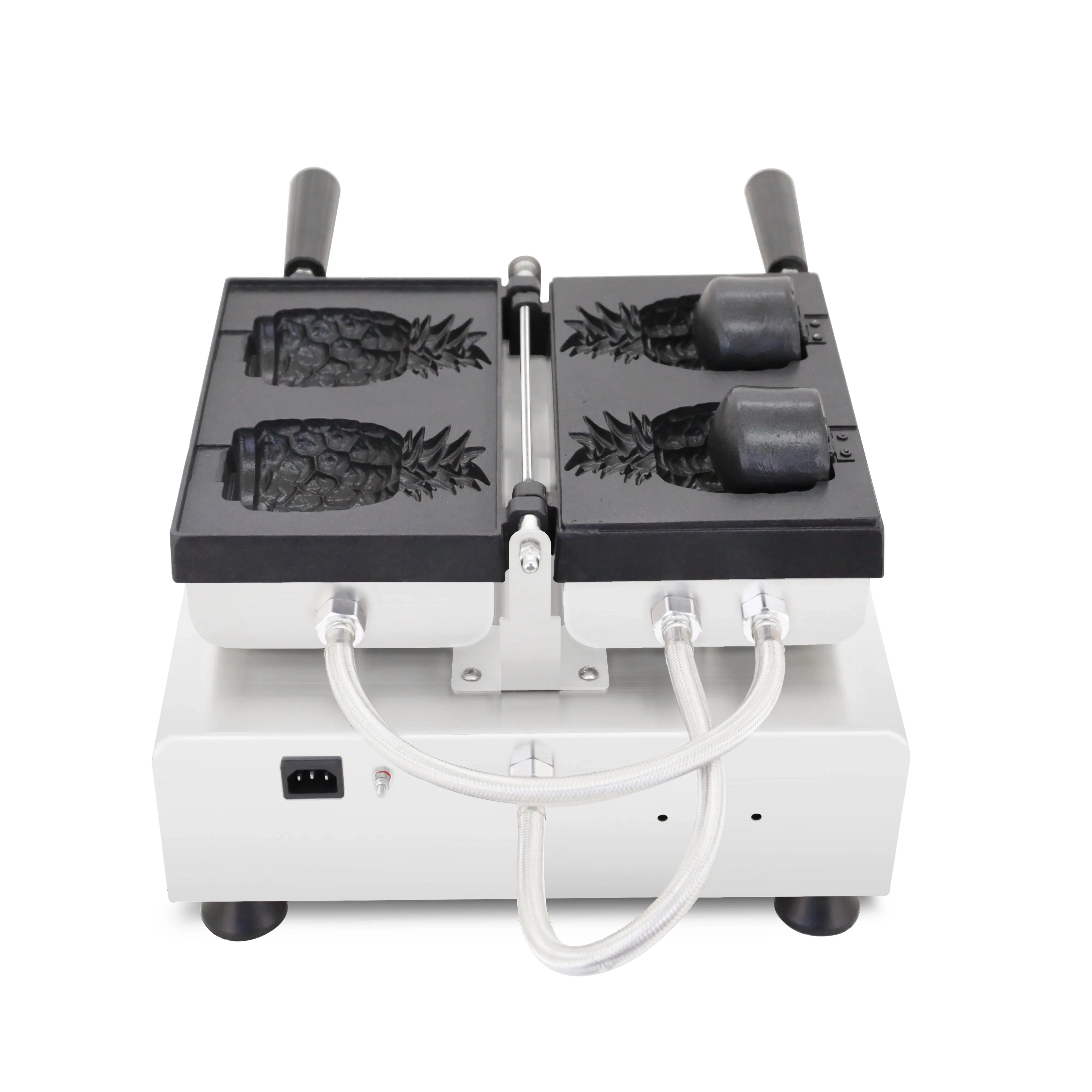 상업용 전기 파인애플 타이야키 와플 메이커, 파인애플 모양 2 개, 스테인레스 스틸 필 아이스크림 와플 제작 장비