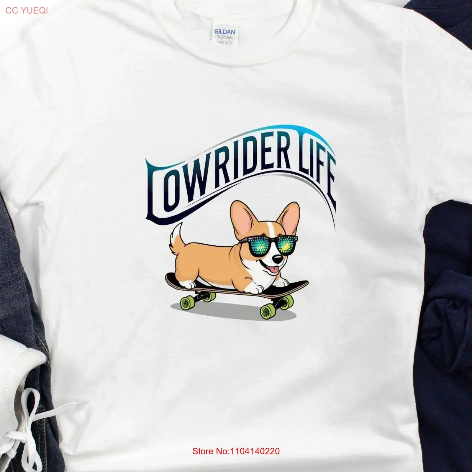 Corgi Lowrider Life T Shirt Unique Skateboard Design for Dog Lovers skater shred swagger vibe with attitude vintage Washed