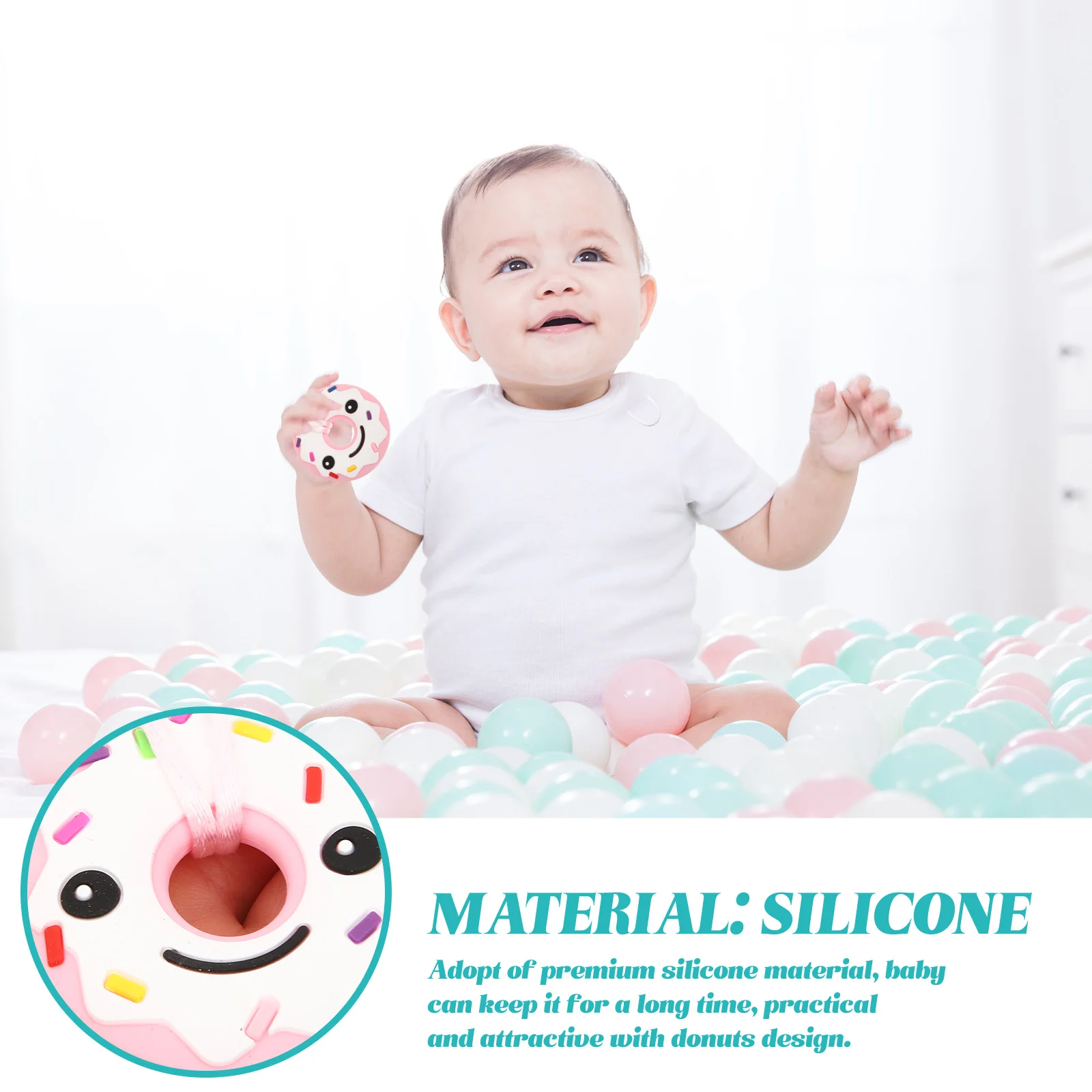 2 Pcs Chew Toys Kids Necklace Childrens Silica Gel Sensory Chewing Teething Baby