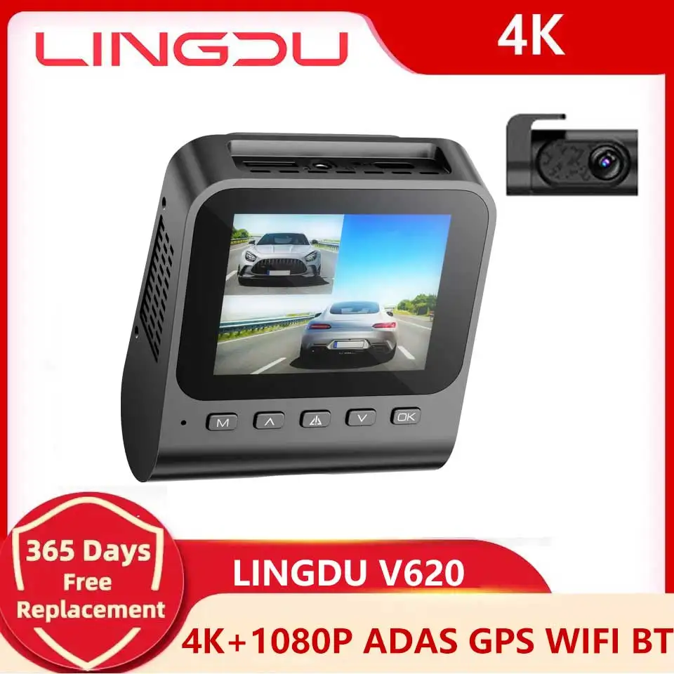 

LINGDU V620 Dash Cam 4K Car DVR Built in GPS WiFi BT Voice Control Dash Car Camera ADAS 24H Parking Monitor Night Vision داش ك