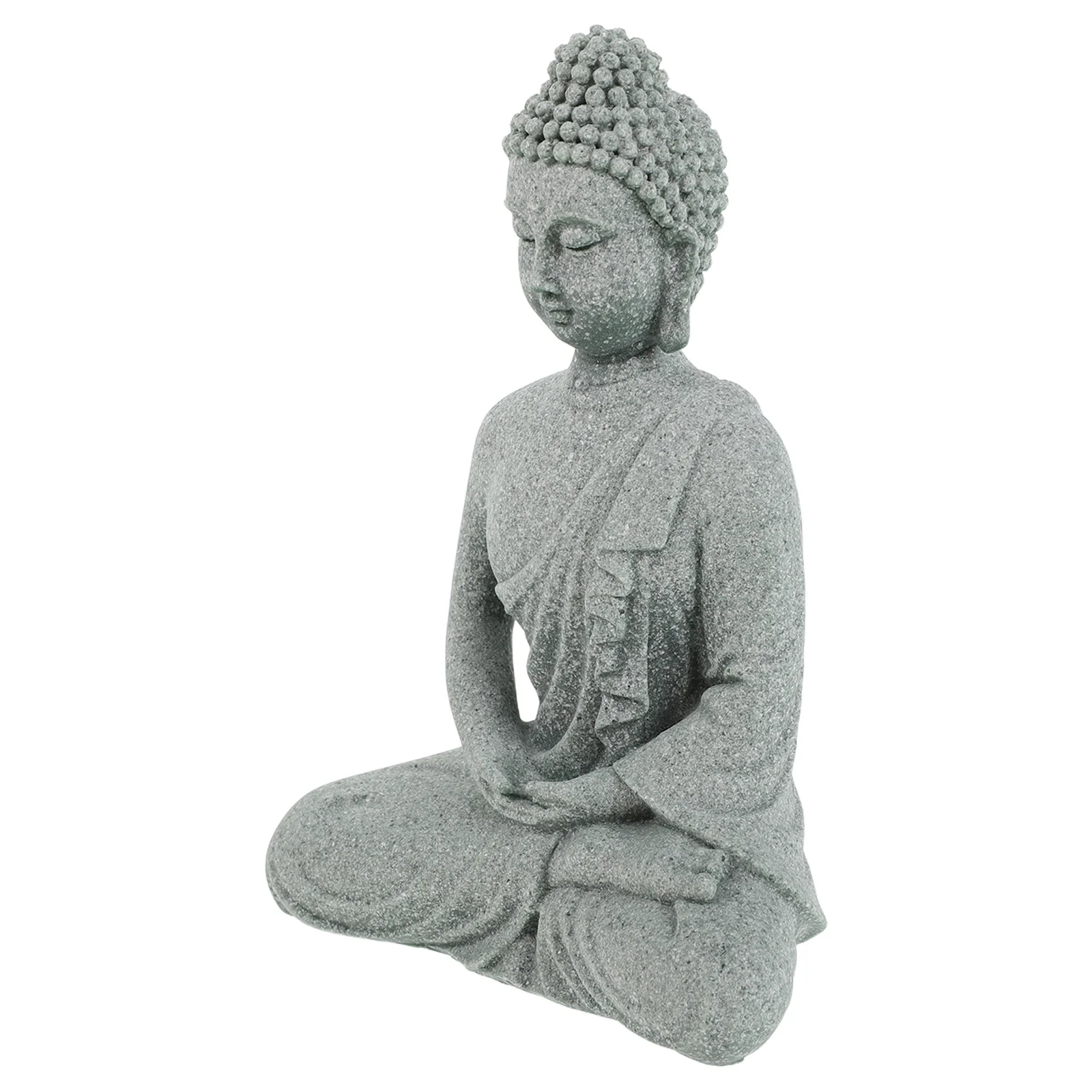 

Buddha Sandstone Monk Praying Statue Zen Sculpture Meditation Shelf Ornament Feng Shui Good Luck Home Car Decor