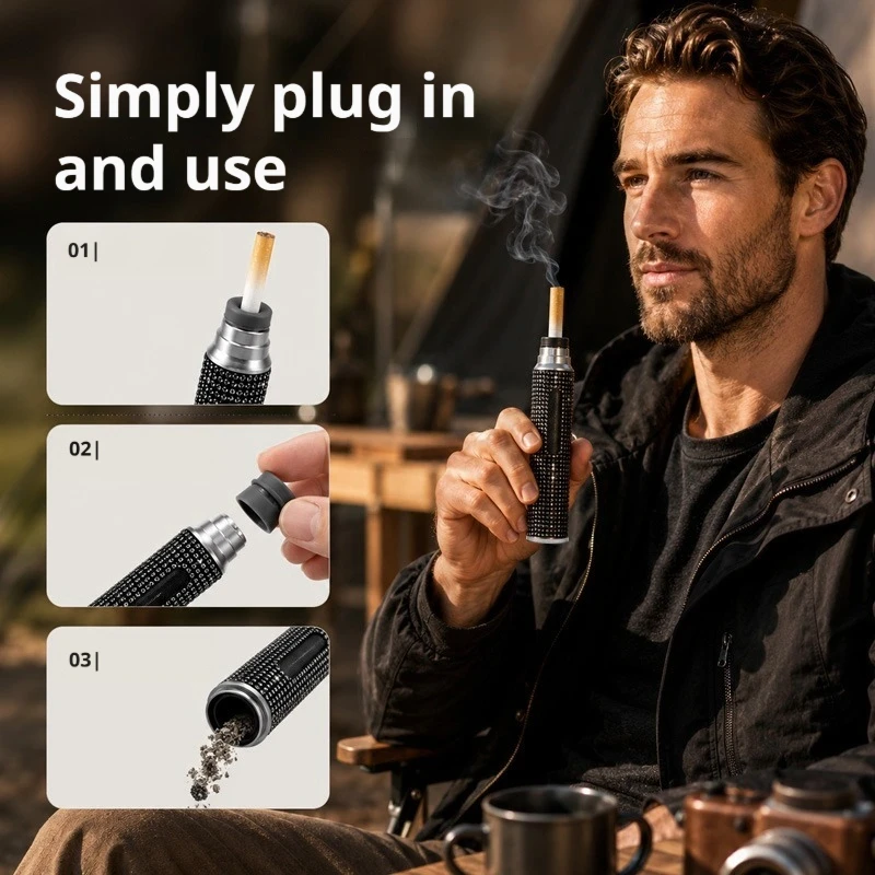Portable Rhinestone Cigarette Holder Detachable Windproof Filter Mouthpiece Outdoor, Christmas Halloween Holiday Gift for Smoker