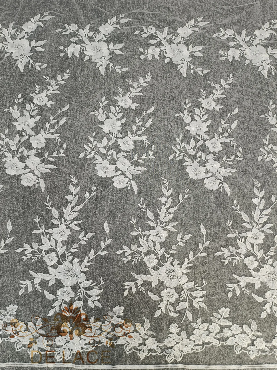 Exquisite Floral Embroidered Lace Fabric Shining Sequins Plant Pattern Wedding Dress High Quality Lace