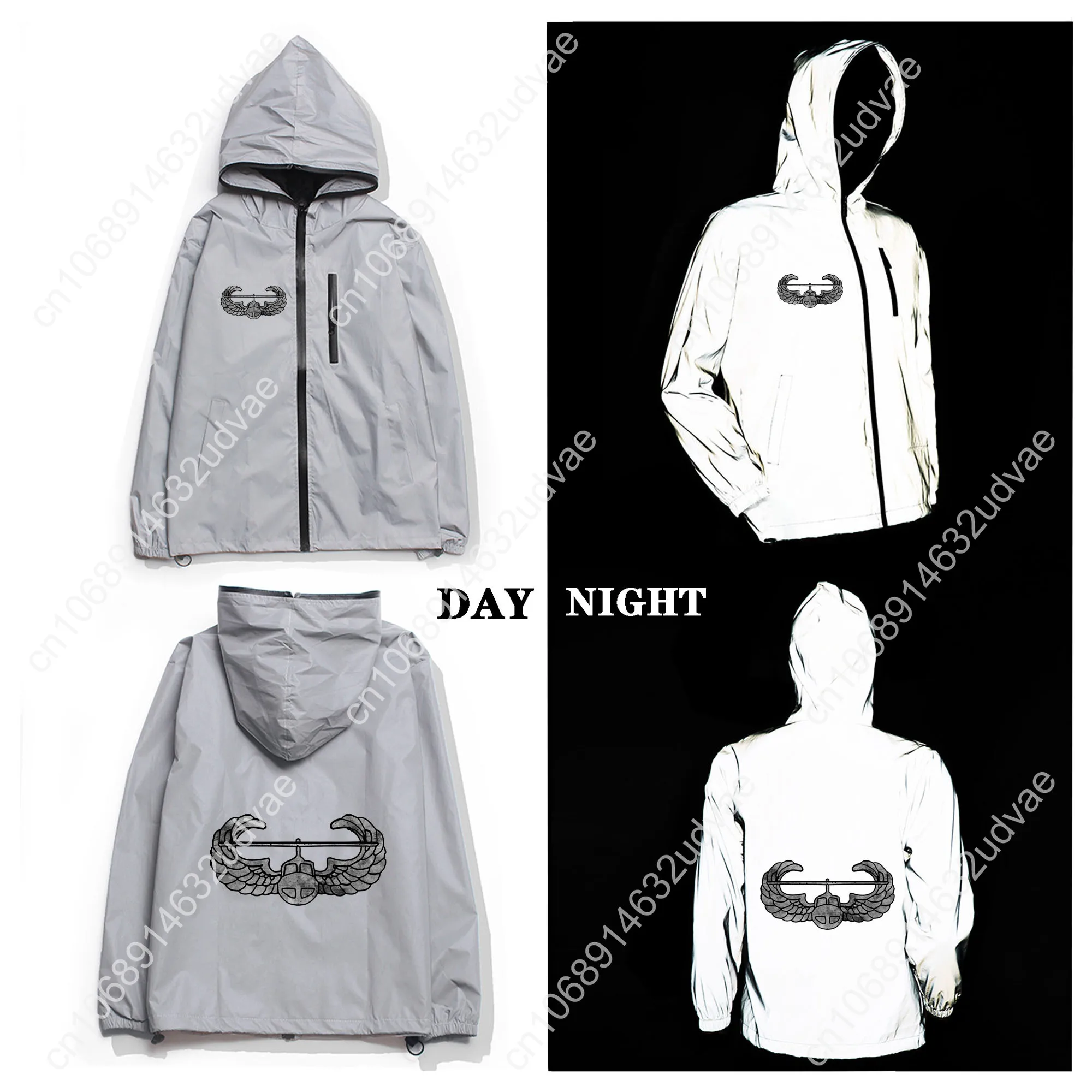 Air Assault Wings Reflective Jacket Mens Womens Coat Hooded Windbreaker Runing Pocket Jackets Cycling Hiking Customized Hoodie